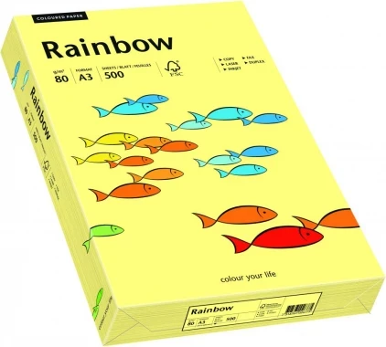 Papier ksero ekologiczny Rainbow A3, 80g/m2, 500 arkuszy, jasny żółty (R12)